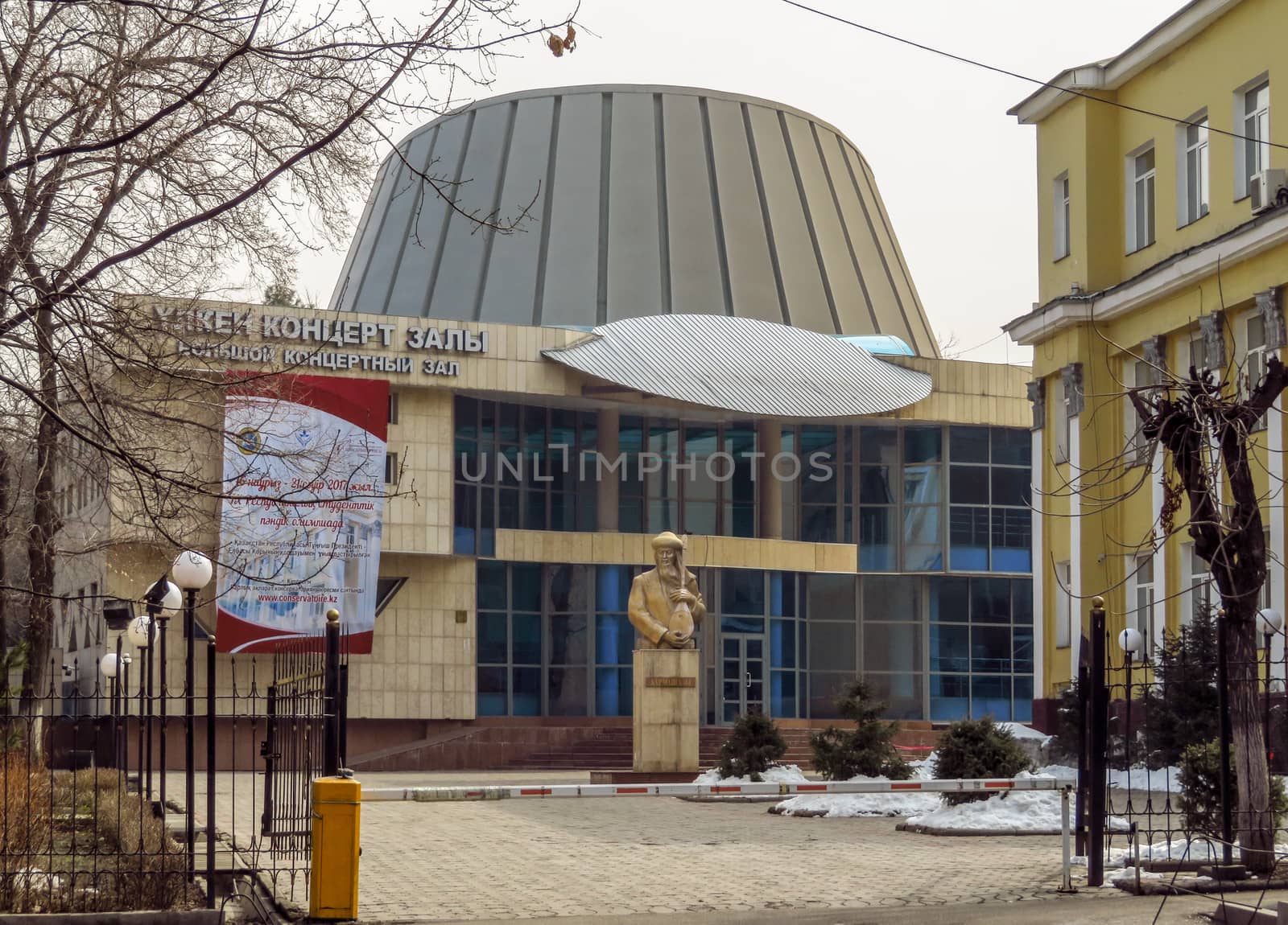 ALMATY, KAZAKHSTAN - MARCH 21, 2017: Kazakh National Conservatory named after Kurmangazy in Almaty, Kazakhstan. The building was built in 1938

Almaty, Kazakhstan - March 21, 2017: Kazakh National Conservatory named after Kurmangazy in Almaty, Kazakhstan. The building was built in 1938