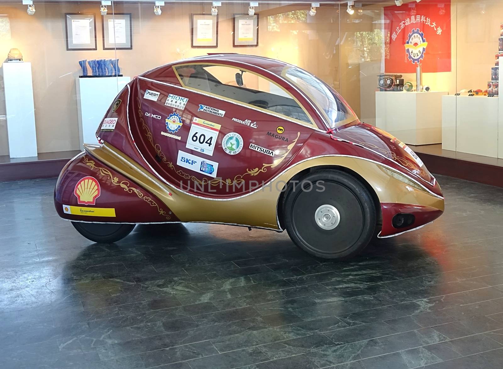 KAOHSIUNG, TAIWAN -- FEBRUARY 25, 2014: An environmentally friendly experimental fuel cell vehicle developed by the Kaohsiung University of Applied Science.
