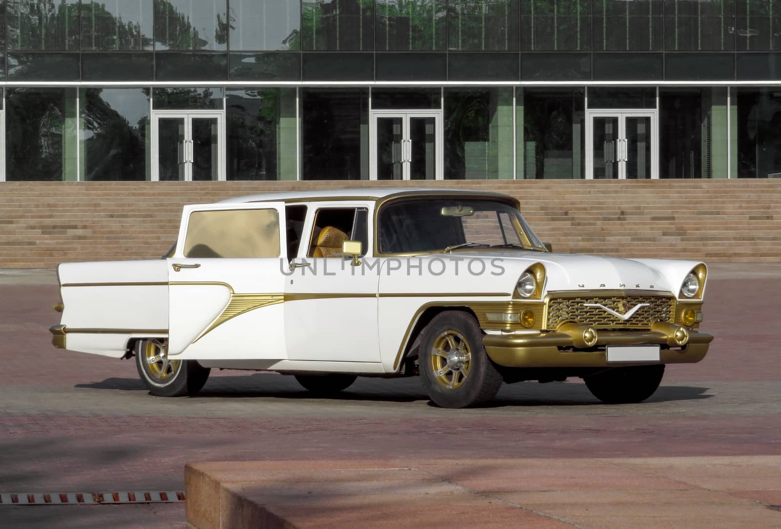 ALMATY, KAZAKHSTAN - MAY 7, 2017: Soviet retro car GAZ-13 Chayka manufactured since 1959 in Almaty, Kazakhstan

Almaty, Kazakhstan - May 7, 2017: Soviet retro car GAZ-13 Chayka manufactured since 1959 in Almaty, Kazakhstan