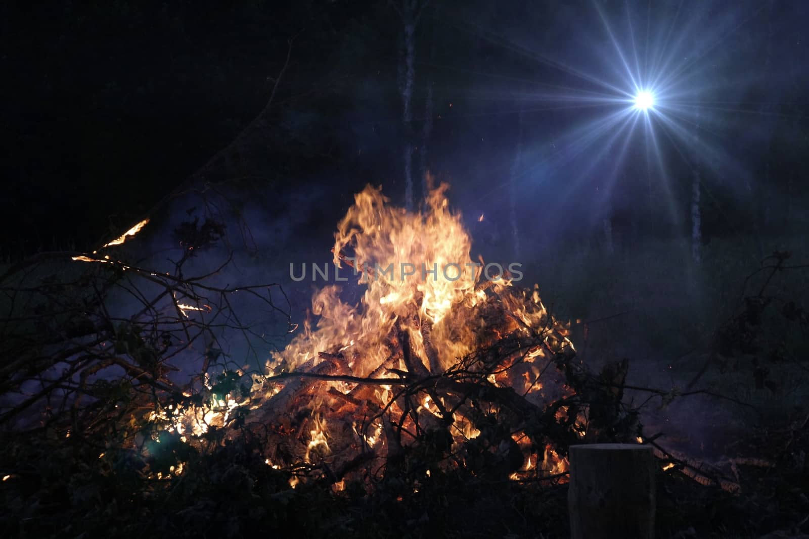 Large fire in the celebration of midsummer holidays night (Ligo) in Latvia
