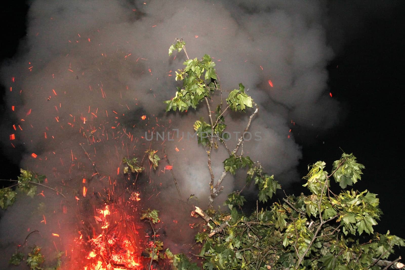 Large fire in the celebration of midsummer holidays night (Ligo) in Latvia