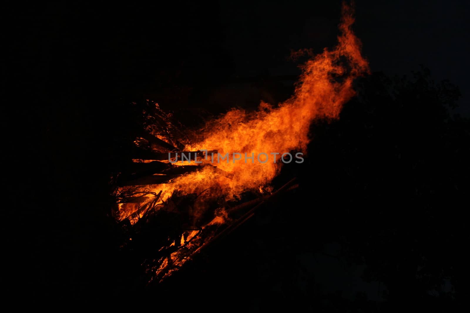 Large fire in the celebration of midsummer holidays night (Ligo) in Latvia
