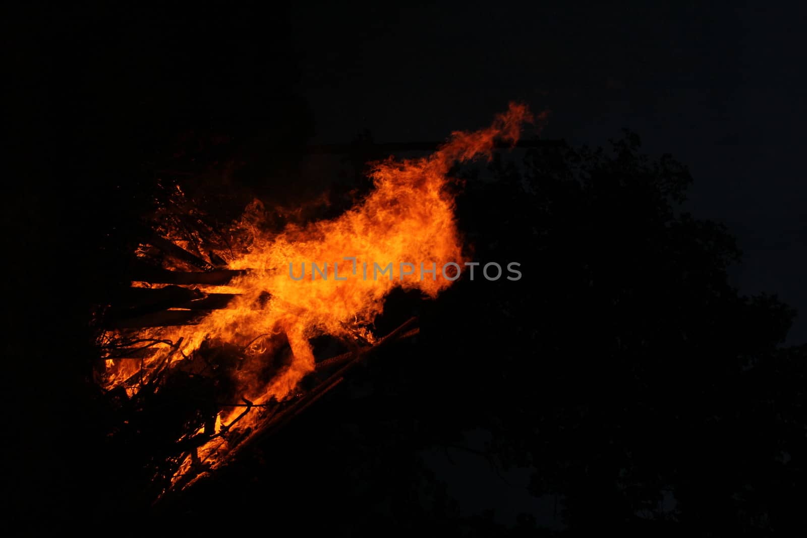 Large fire in the celebration of midsummer holidays night (Ligo) in Latvia