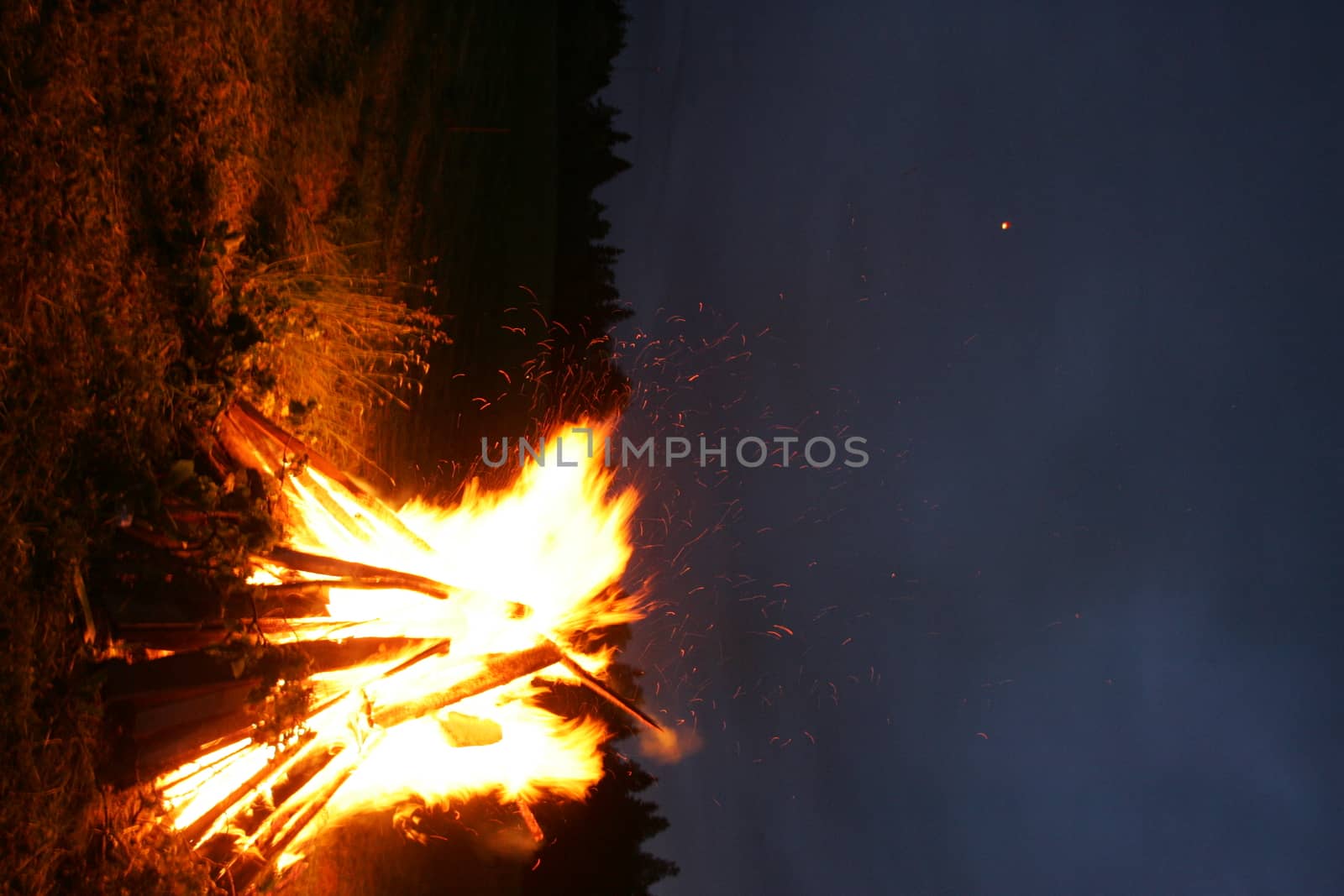 Large fire in the celebration of midsummer holidays night (Ligo) in Latvia