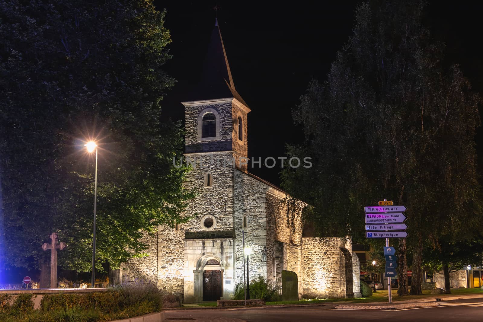 architectural detail of the Sainte Marie chapel at night by AtlanticEUROSTOXX