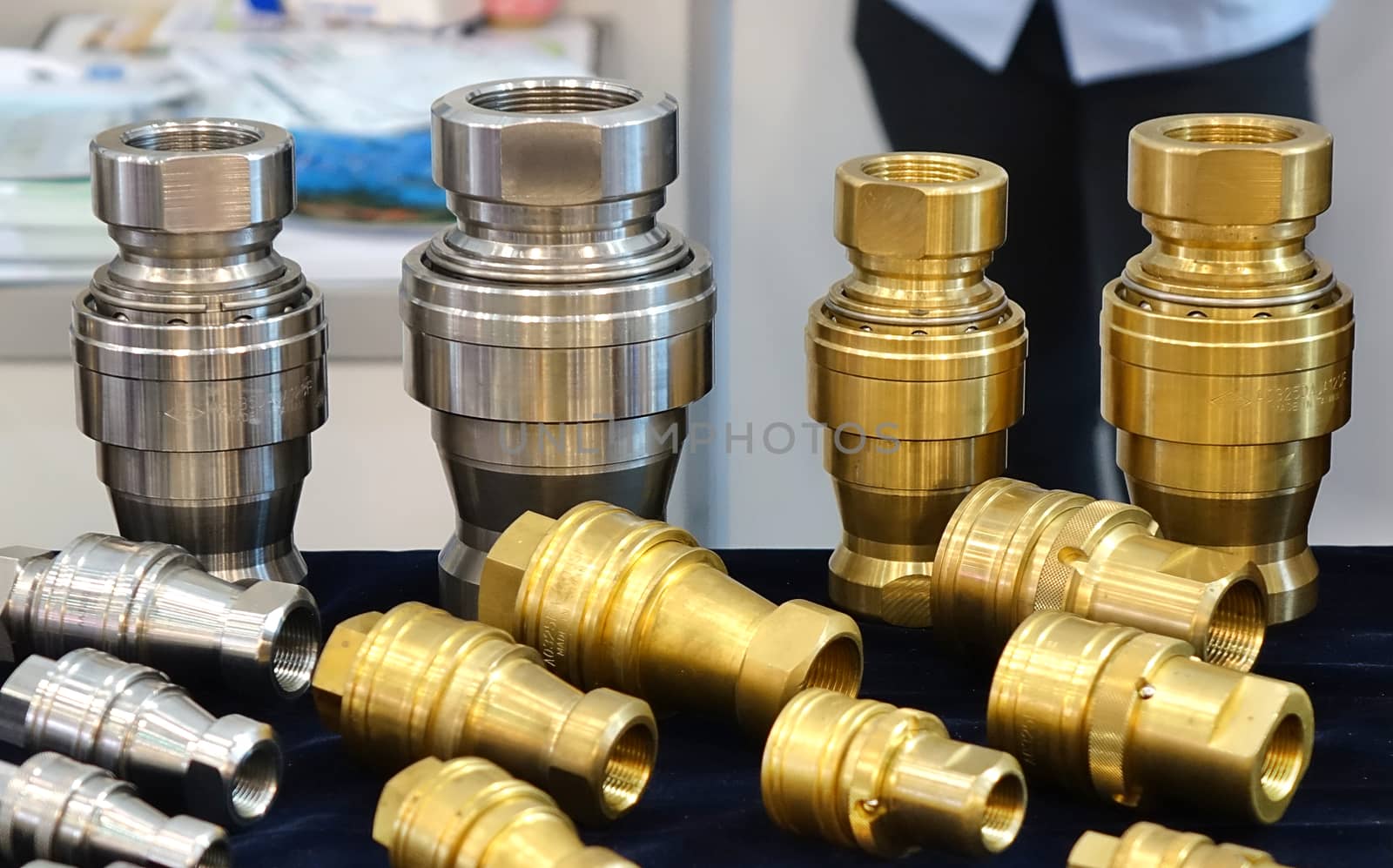 KAOHSIUNG, TAIWAN -- MARCH 30, 2019: High tech steel and brass precision bearings at the Kaohsiung Industrial Automation Exhibition.