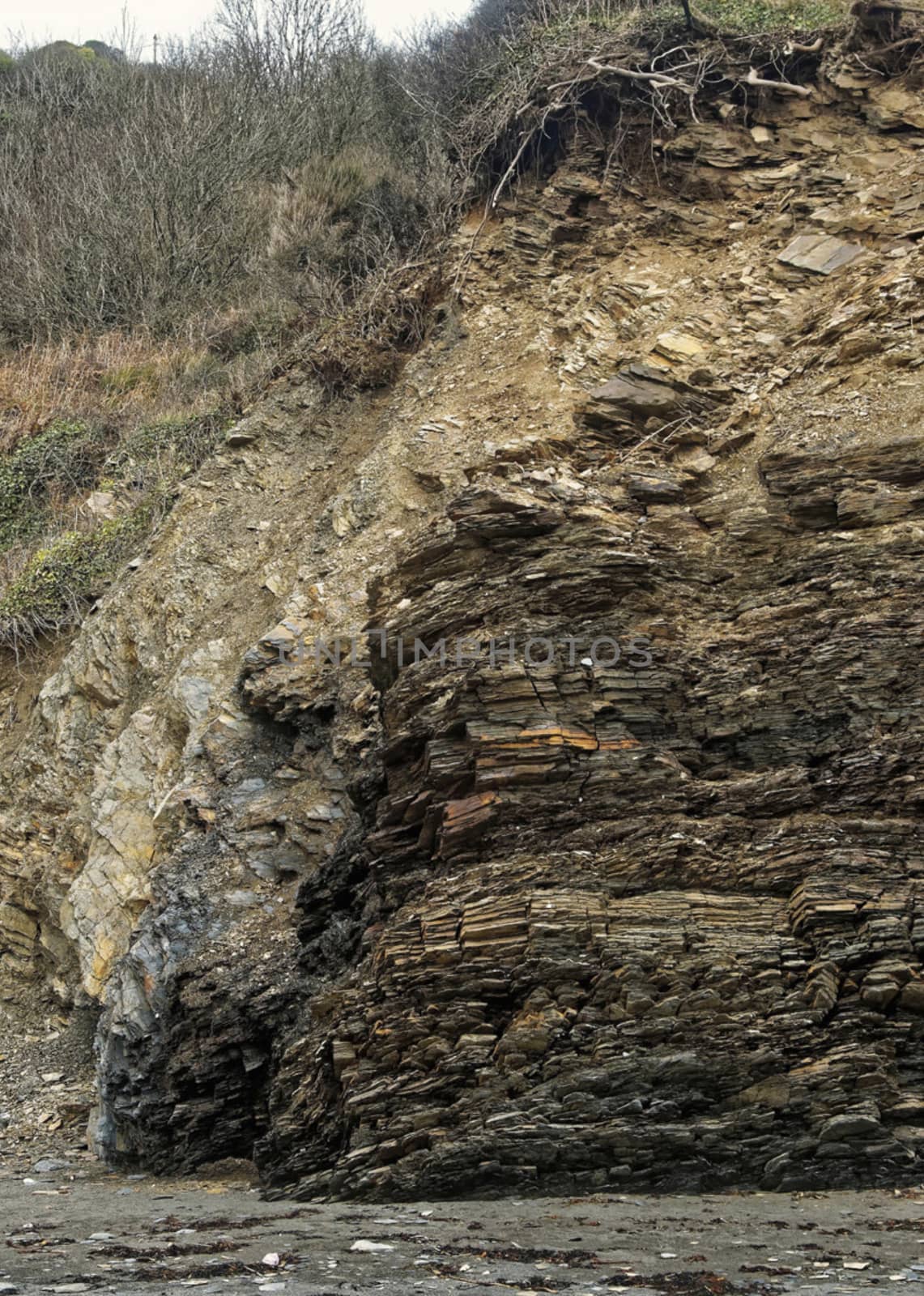 Cliffs along the South Coast of Cornwall UK.