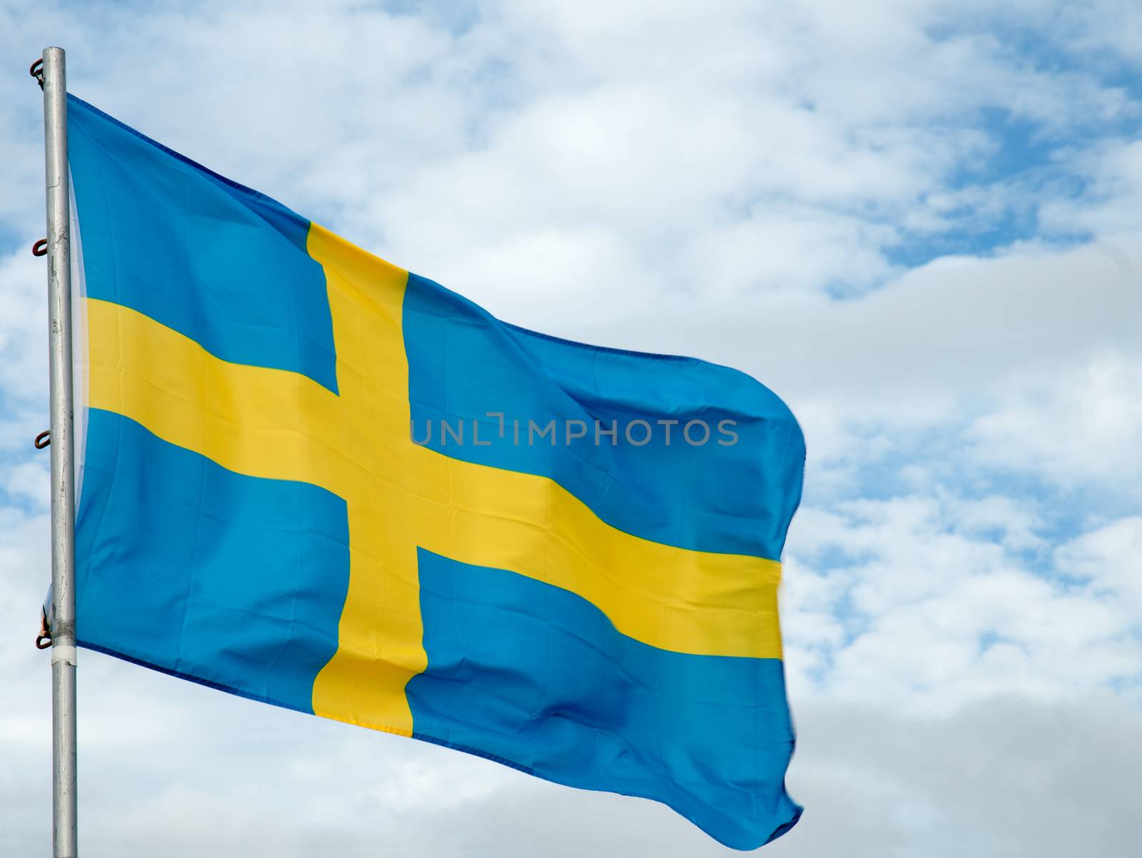 The national flag of Sweden