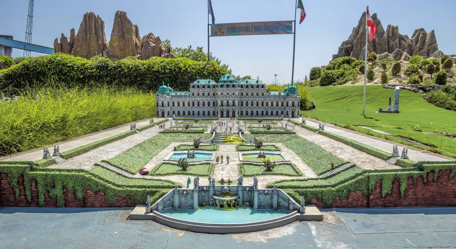 Rimini, Italy - June 13, 2017: Italy in miniature, a thematic park in Emilia Romagna. Was built Ivo Rambaldi in 1970