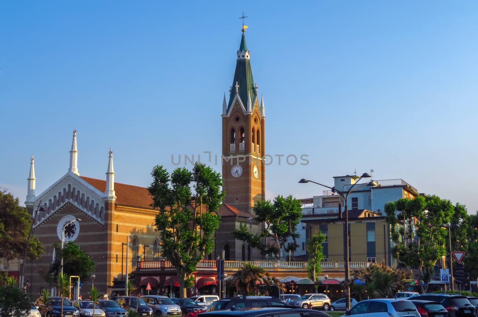 Rimini, Italy - June 15, 2017: Catholic Church - Parrocchia Santa Maria Ausiliatrice in Rimini, Italy