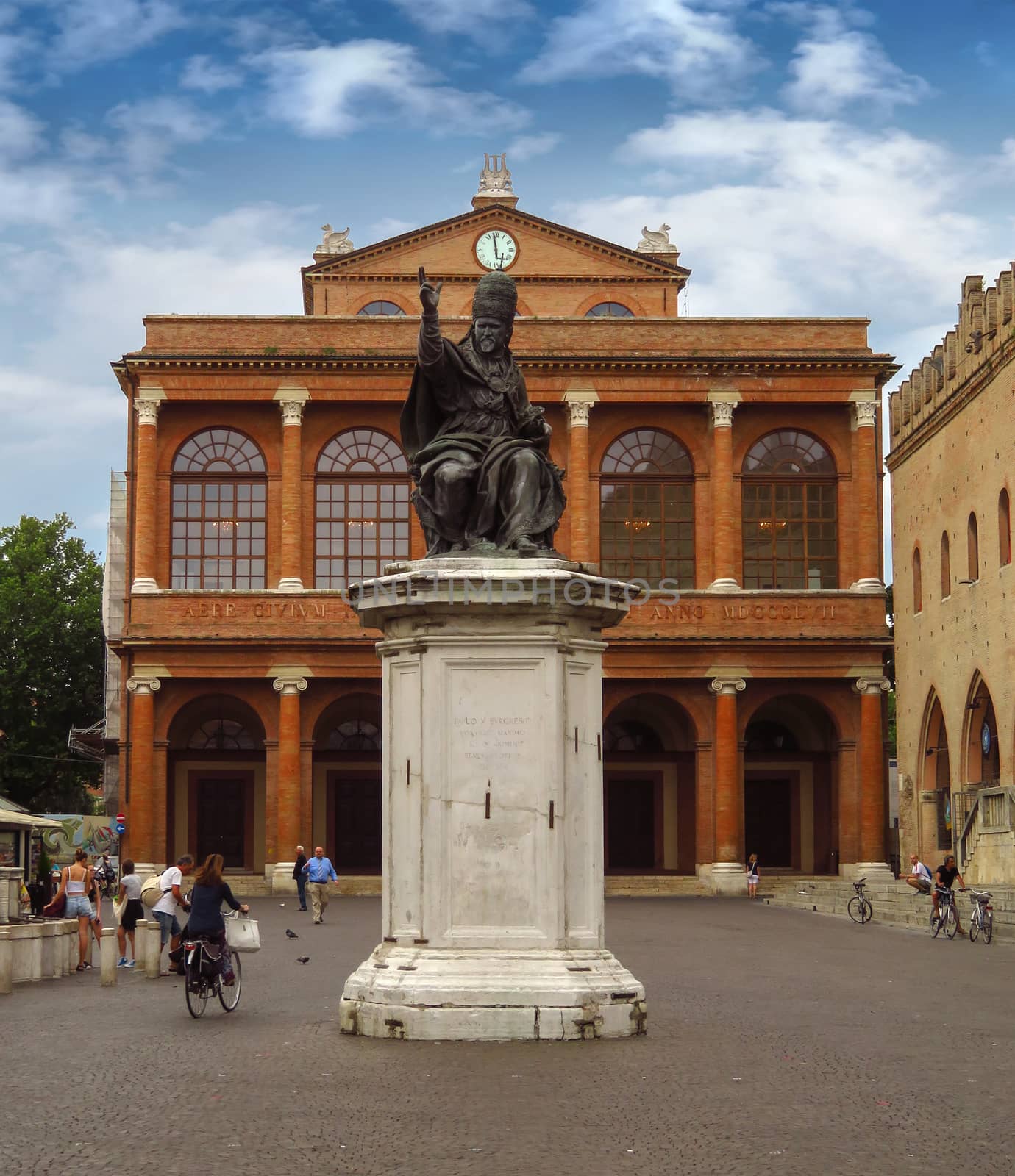 Rimini, Italy - June 14, 2017: Piazza Cavour Square. The city square is the political and economic center since the beginning of the thirteenth century.