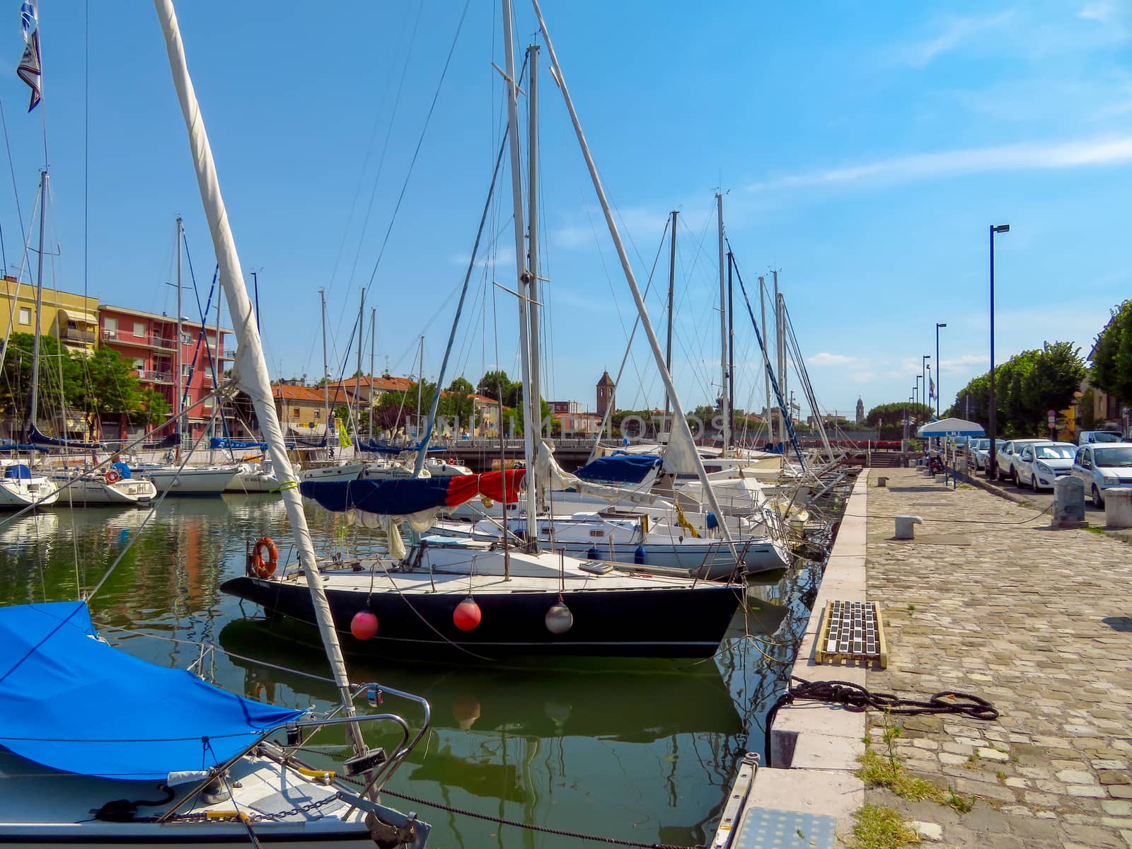 Rimini, Italy - June 21, 2017: Yachts and sailboats in Rimini, Italy