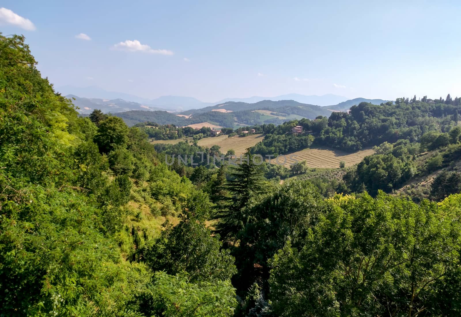 Countryside view from the Fortress of San Leo, San Leo, Italy