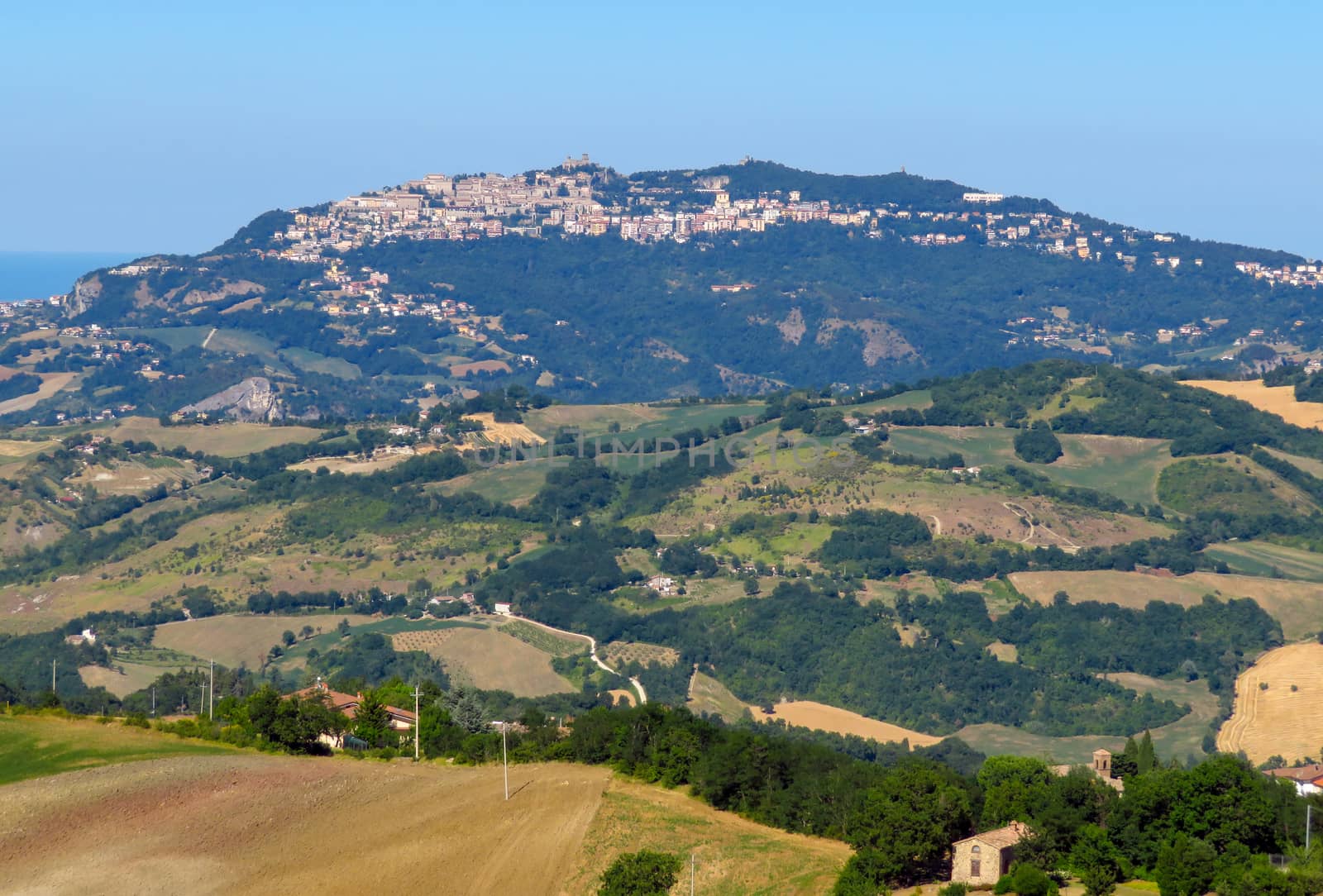 Countryside view from the Fortress of San Leo, San Leo, Italy