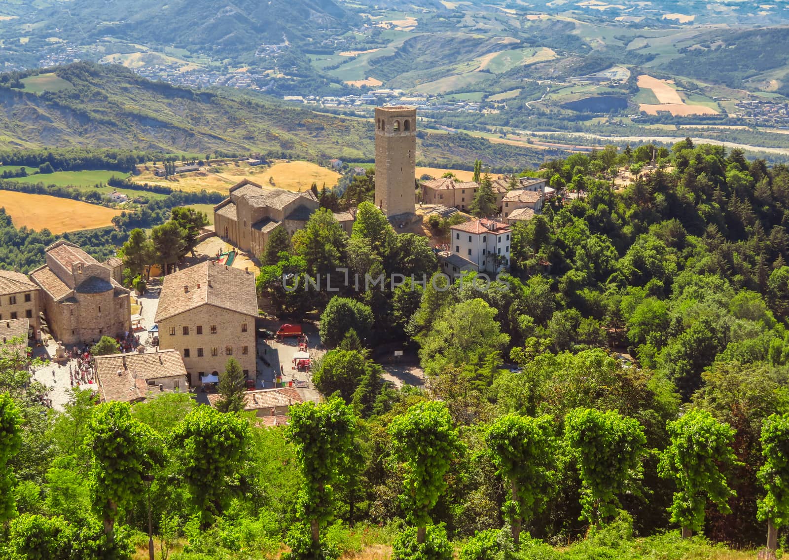 View to the medieval village San Leo from the fortress
