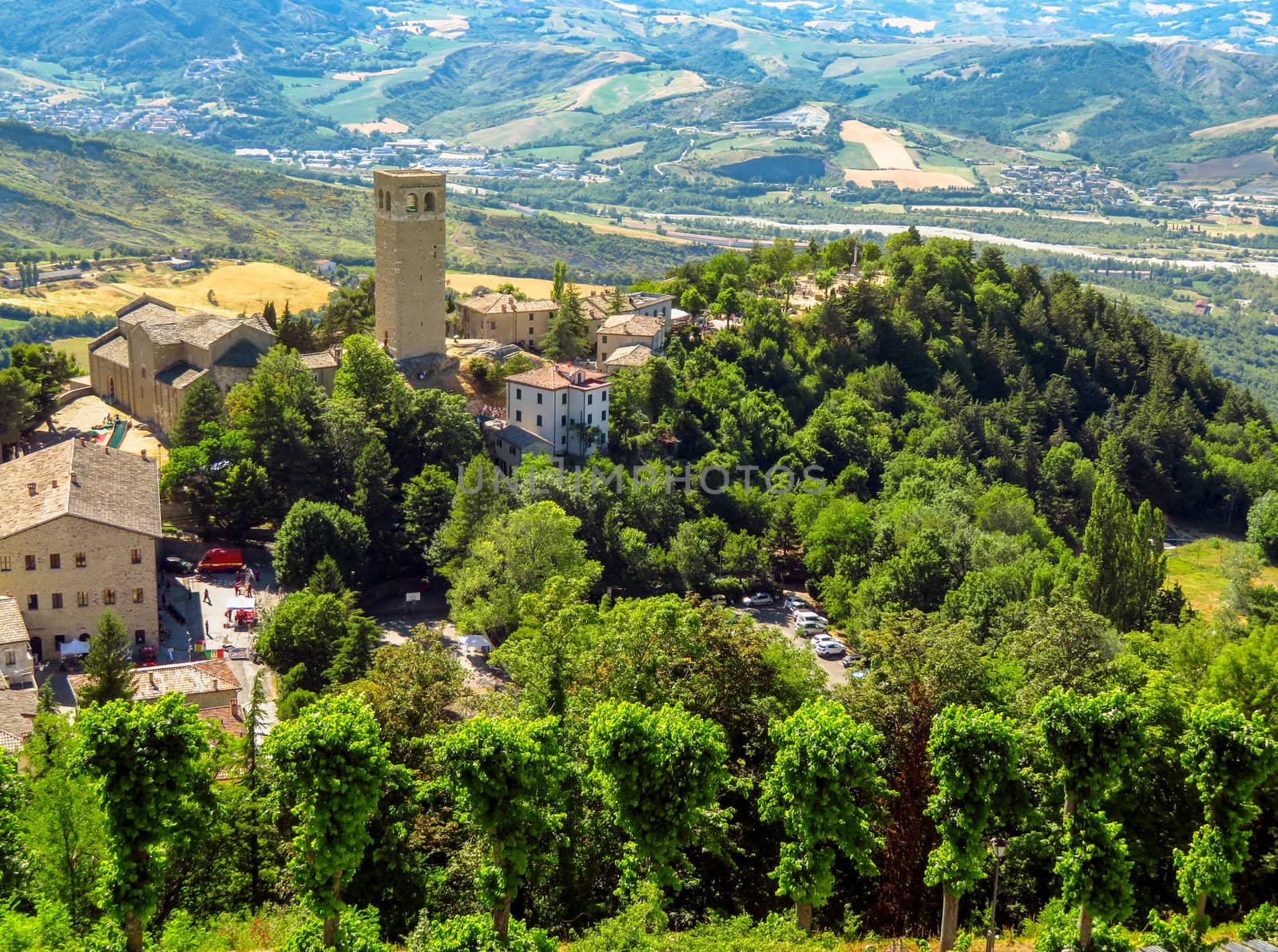 View to the medieval village San Leo from the fortress