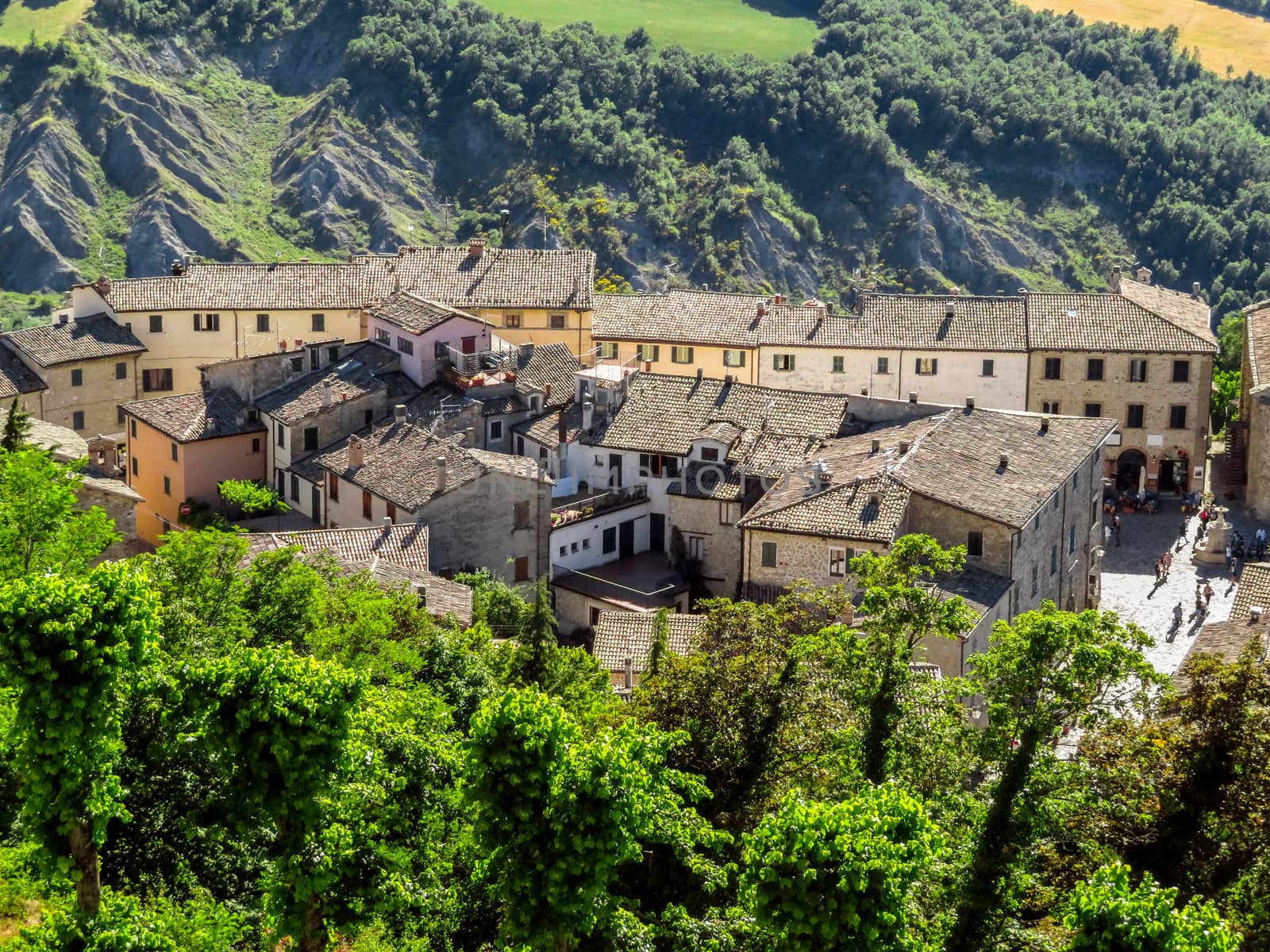 View to the medieval village San Leo from the fortress