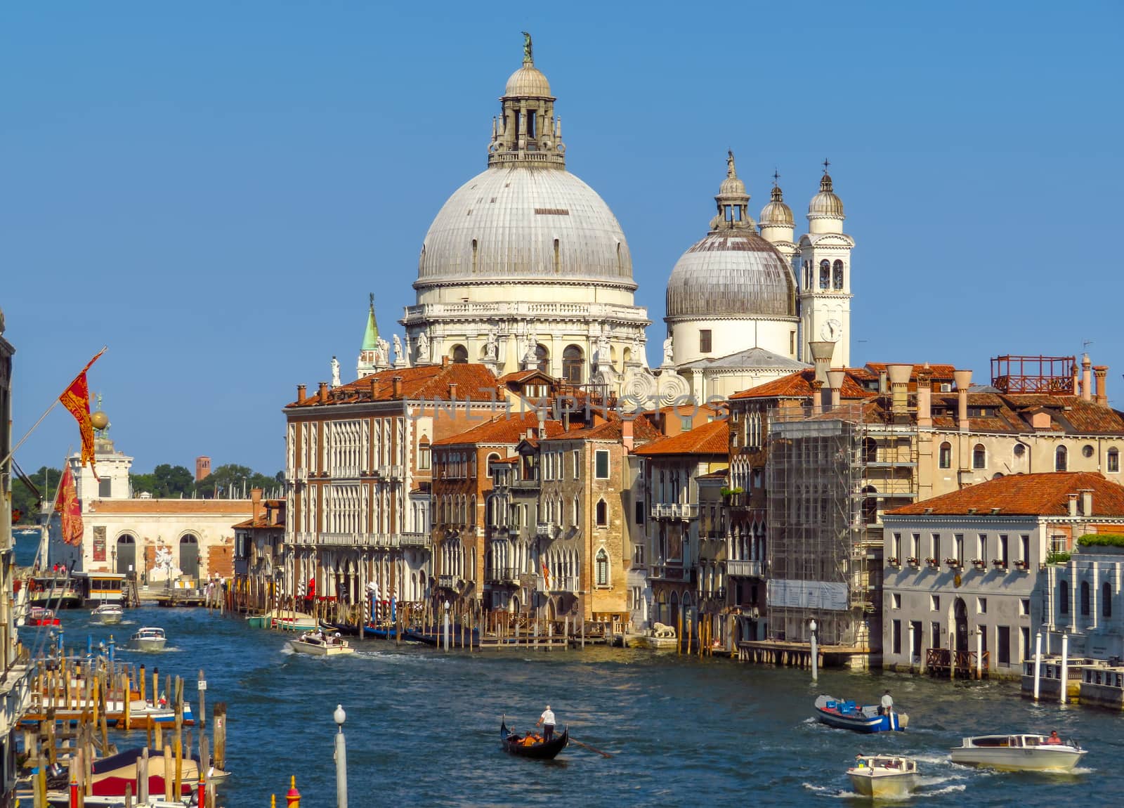 Venice, Italy - June 20, 2017: View to old cathedral of Santa Maria della Salute in Venice, Italy.