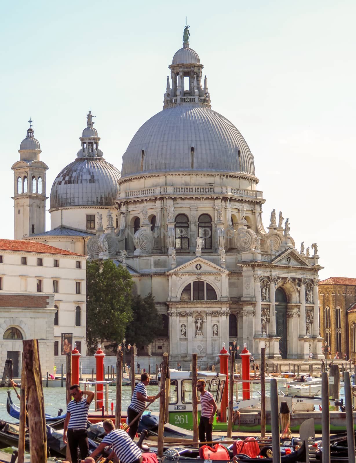 Venice, Italy - June 20, 2017: View to old cathedral of Santa Maria della Salute in Venice, Italy.
