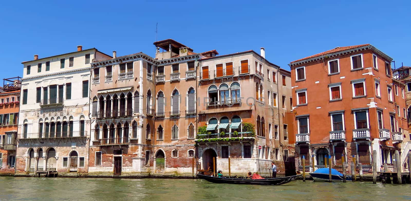 Venice - View from water canal to old buildings by Venakr