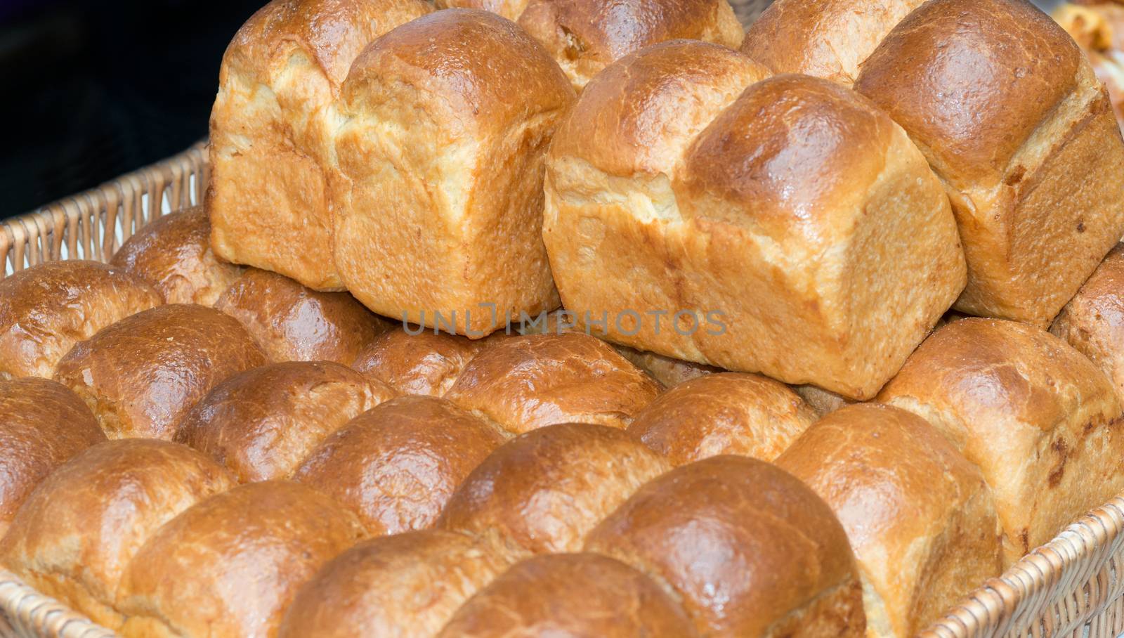 A Basket of Fresh Bread on a market stall