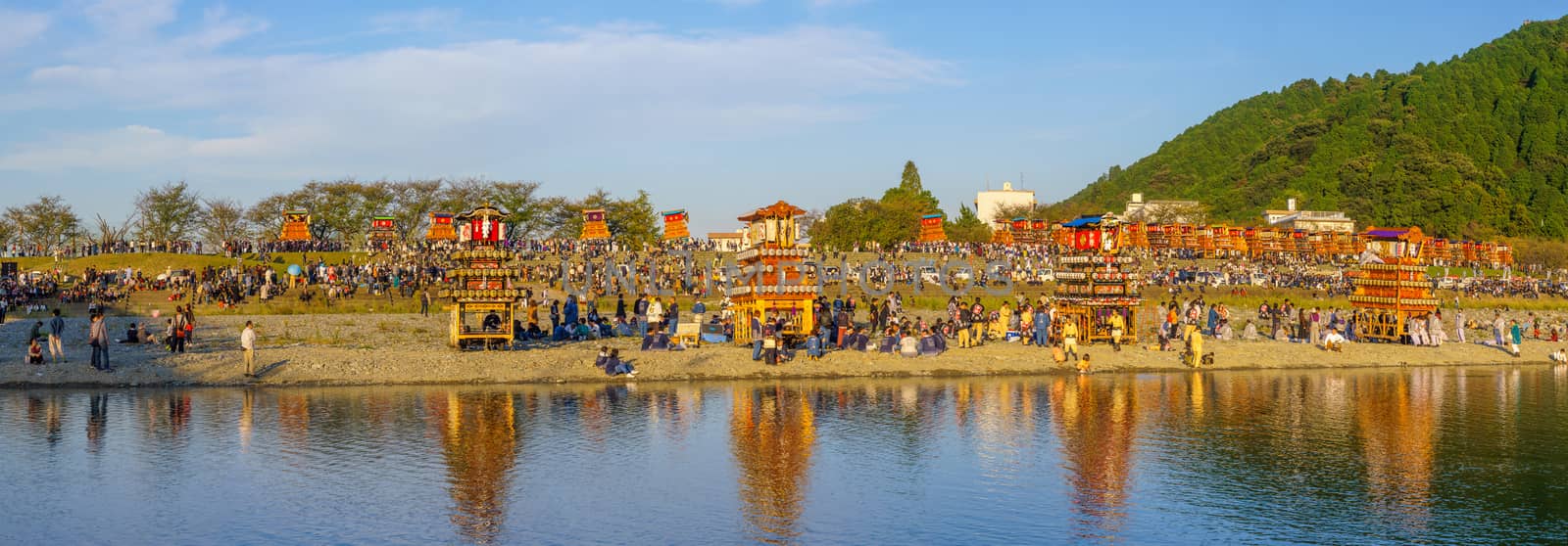 River bank panorama - Saijo Isono Shrine Festival by RnDmS