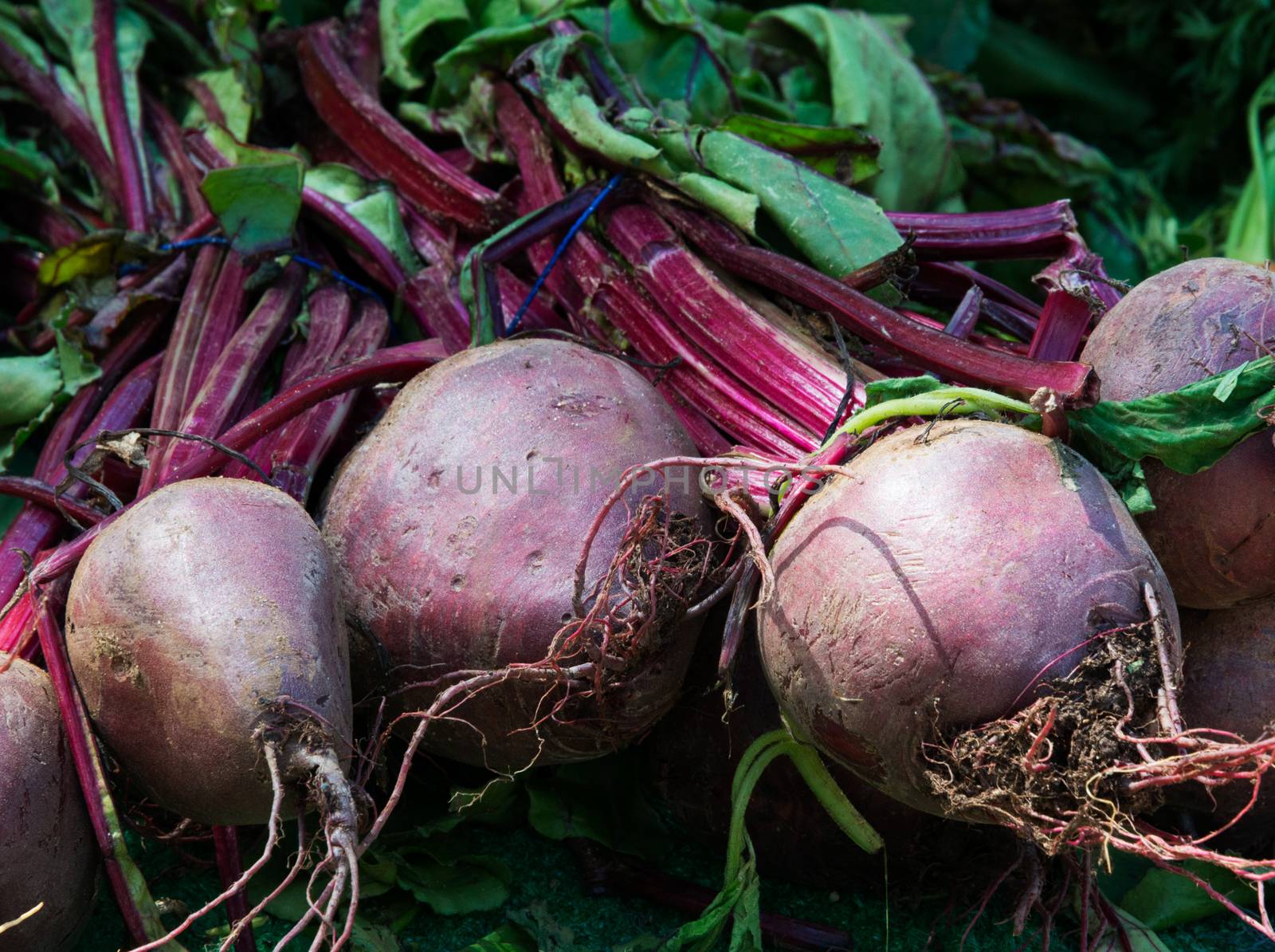 Beetroot for sale on a market stall