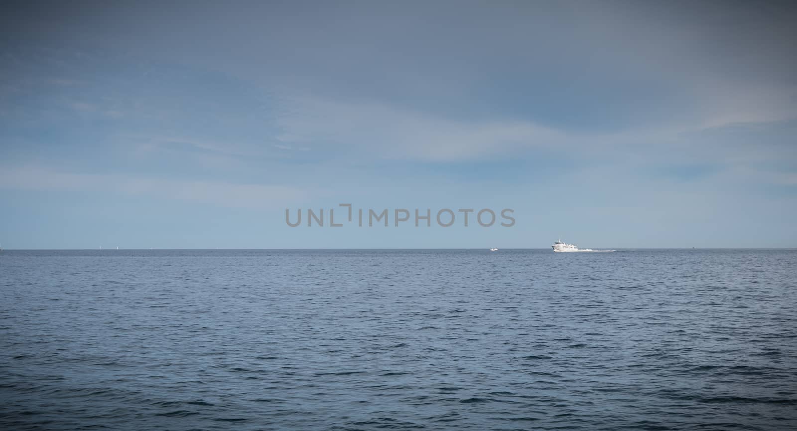 Ferry in the middle of the ocean that will enter the port of Ile d'Yeu