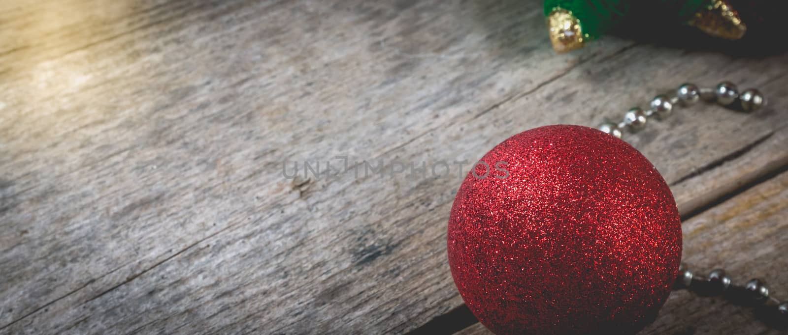 happy christmas concept with red decoration on wooden by AtlanticEUROSTOXX