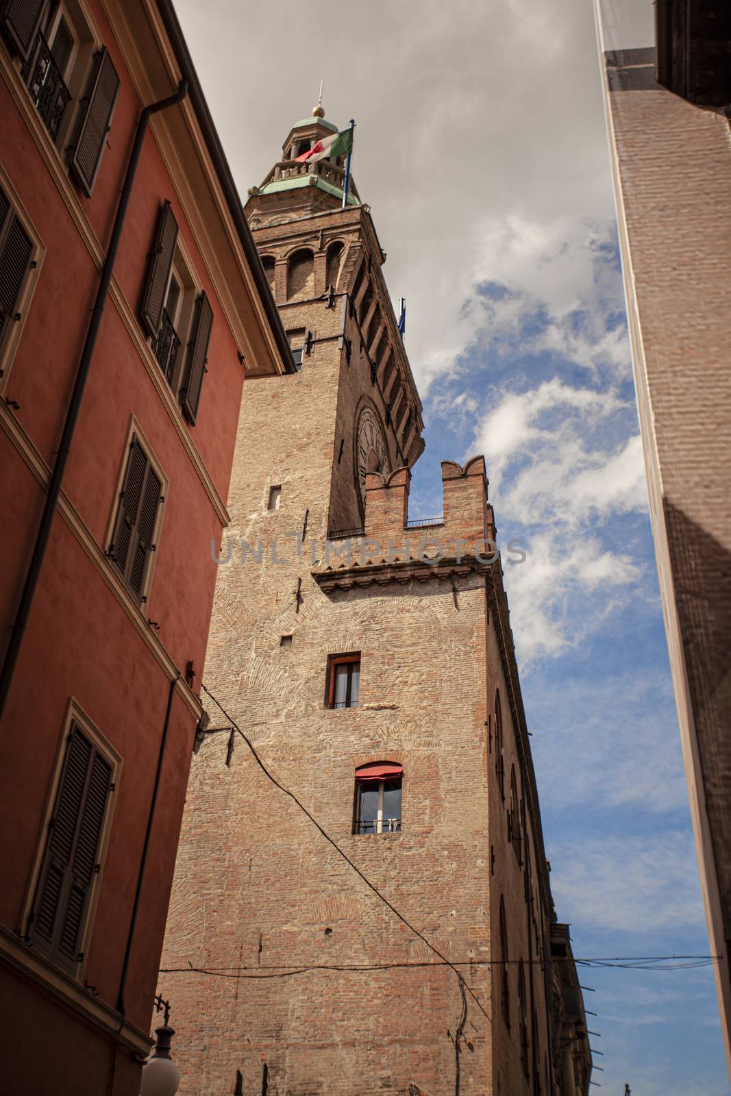 Bologna, Italy: historic architecture detail of some buildings