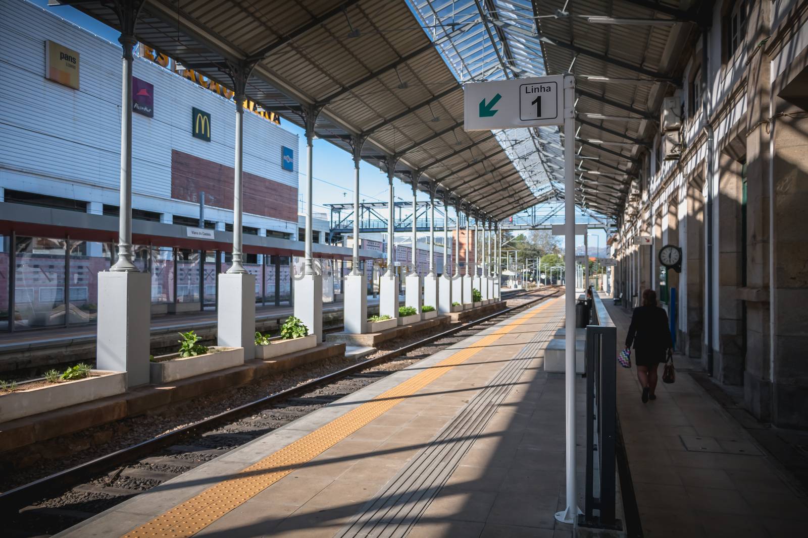 Architectural detail of the small Viana do Castelo train station by AtlanticEUROSTOXX