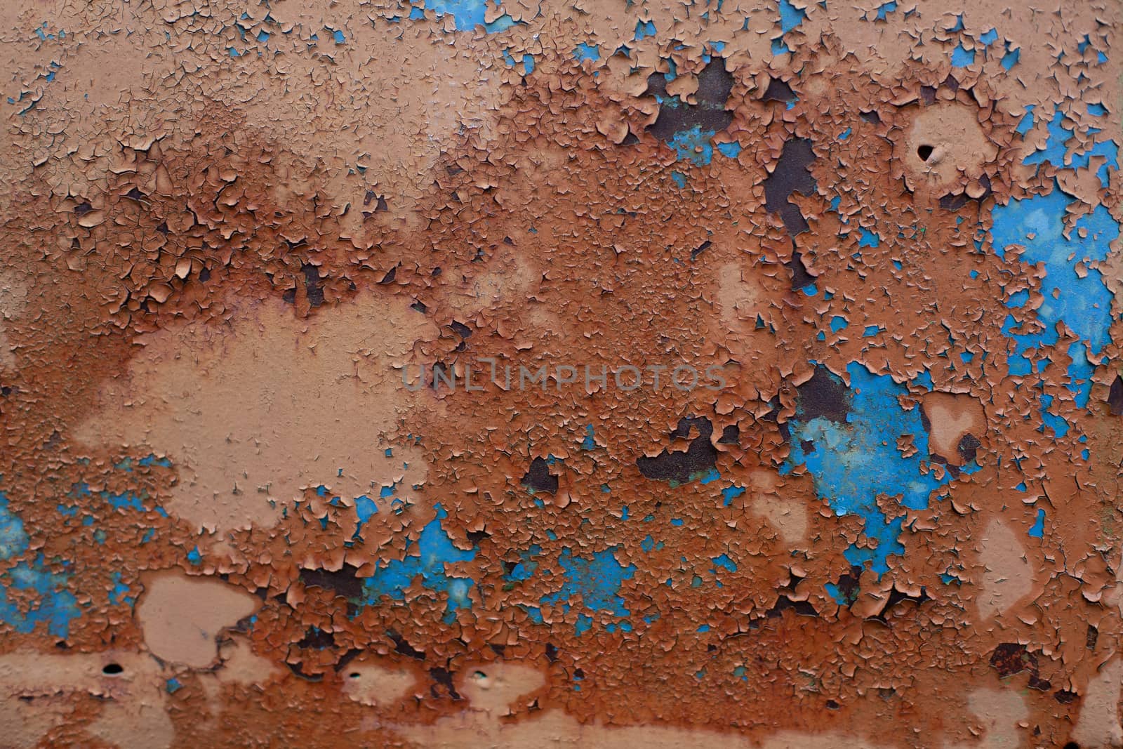 Old metal surface with rust and brown-blue paint by Opikanets