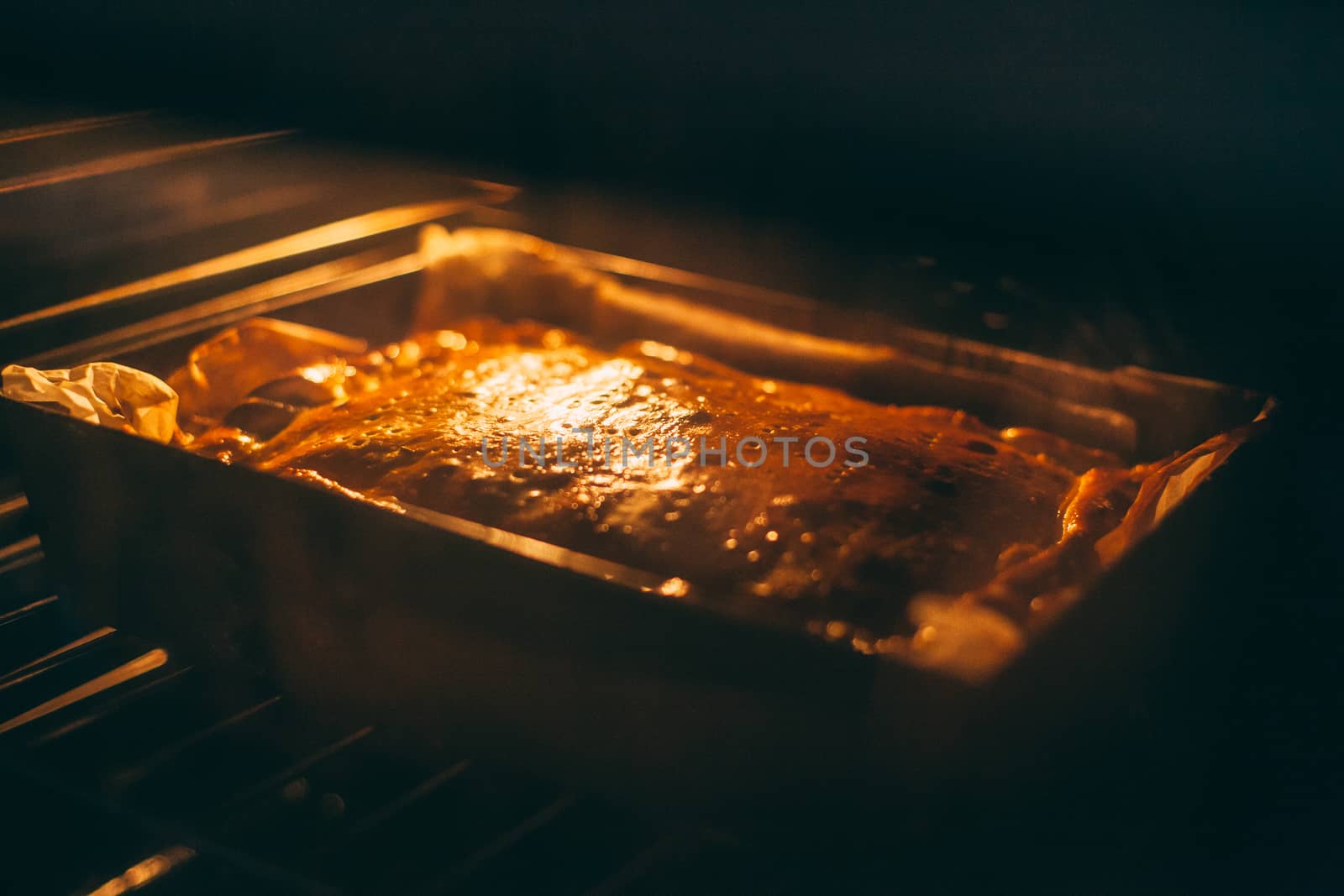 Warm light cheese cake in the oven by Opikanets