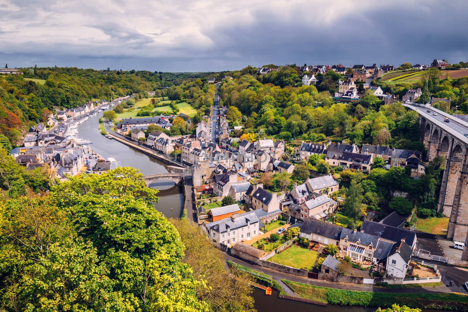 The magnificent old city of Dinan. Concept of Europe travel, sightseeing and tourism. Brittany (Bretagne), France