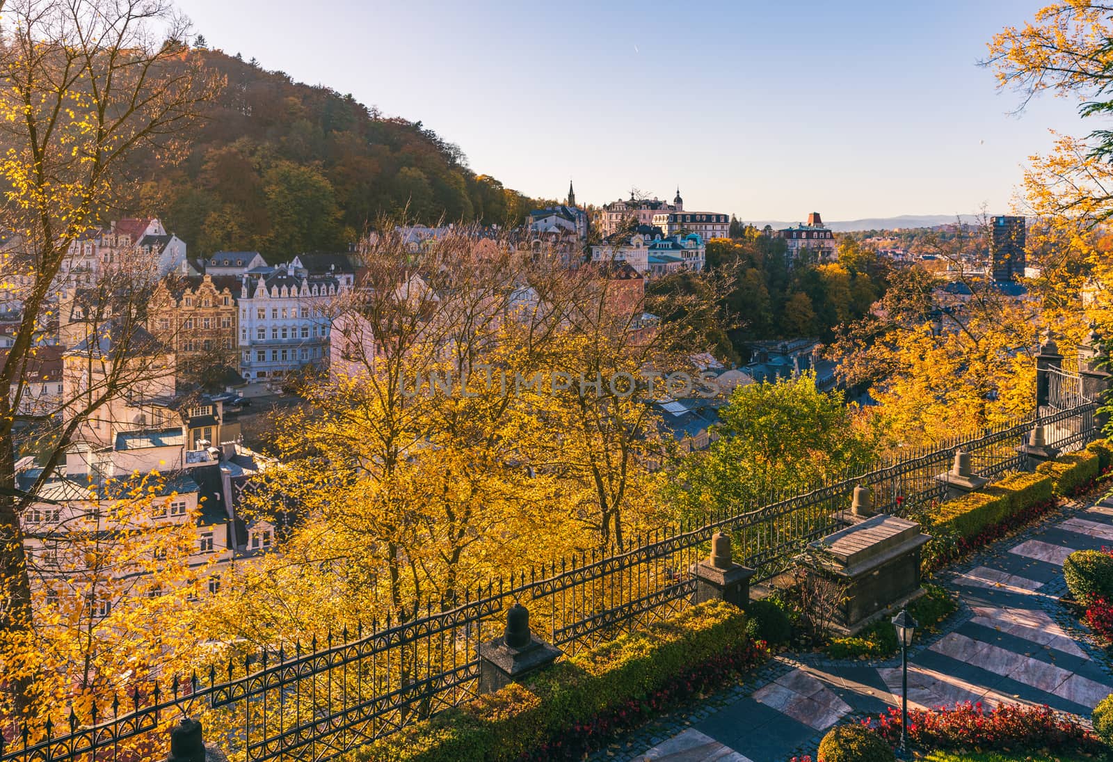 Autumn view of old town of Karlovy Vary (Carlsbad), Czech Republic, Europe