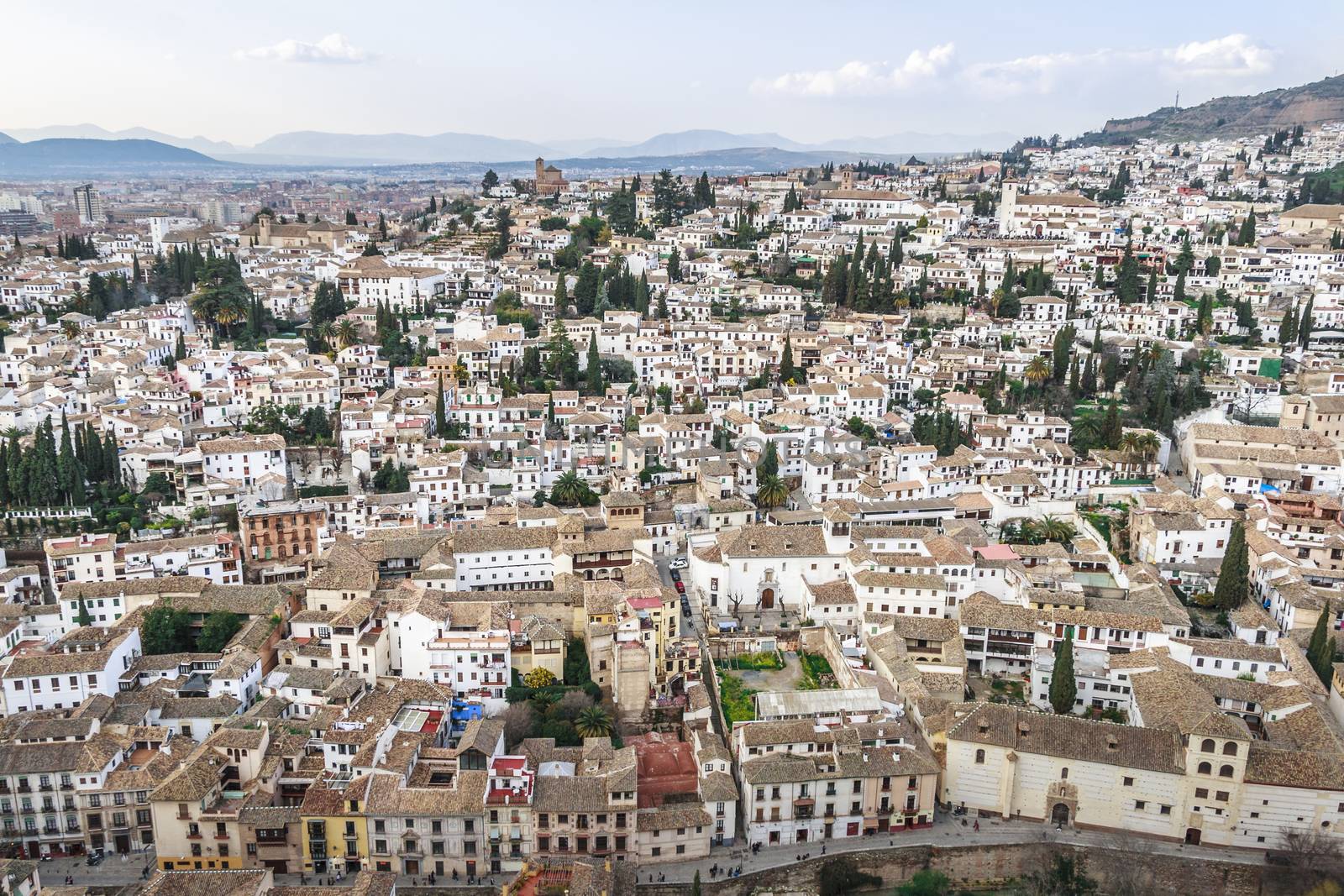 Albaicin is an old Muslim quarter of Granada seen from Alhambra Palace by tanaonte