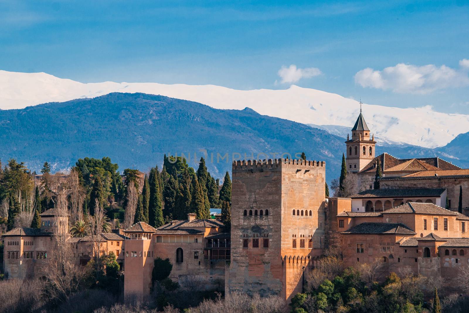 Ancient arabic fortress Alhambra at the beautiful evening time, Granada, Spain. by tanaonte