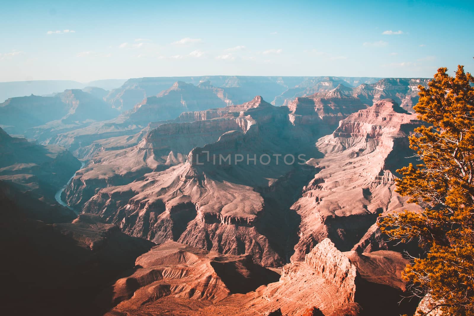 Colors and layers from the southern rim of Grand Canyon National Park in Arizona, USA.Teal and orange view.