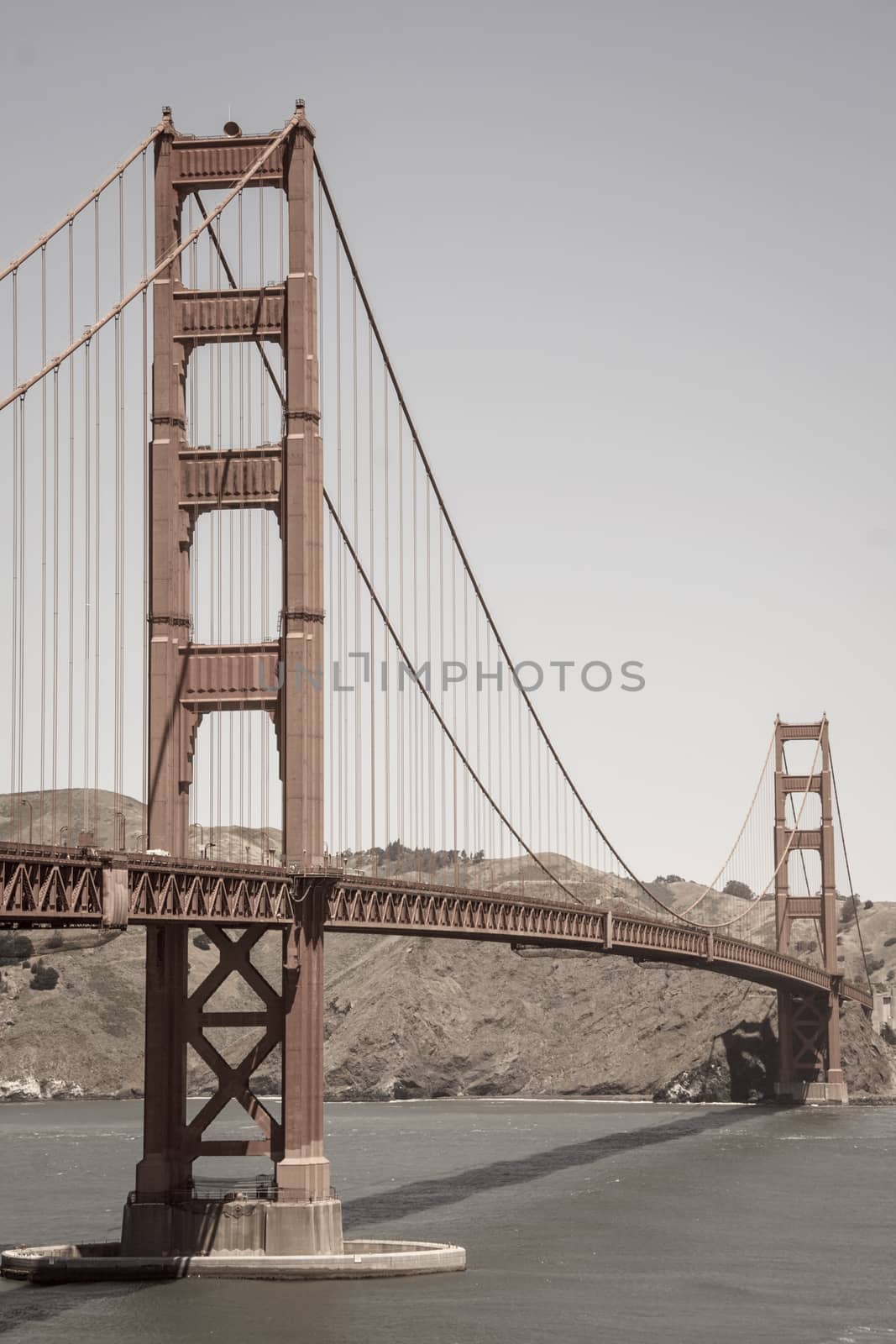 Golden Gate in sepia tone. San Francisco, California. USA