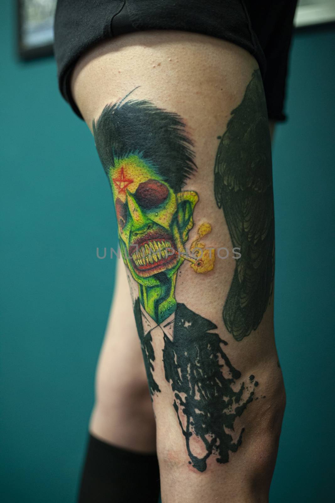 Coloured Tattoo with green face painted 8 by pippocarlot