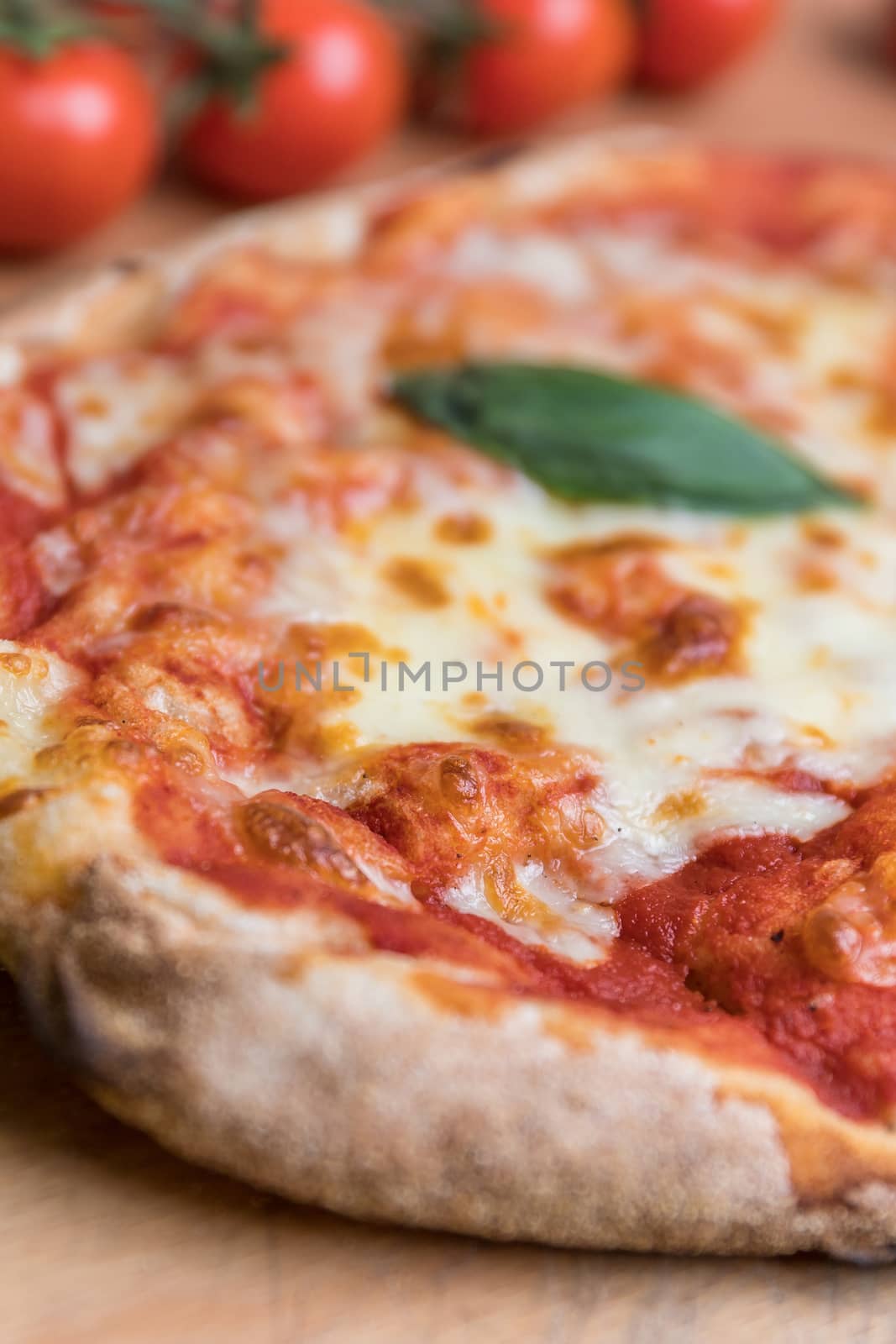 Pinsa romana. Typical pizza of Rome, Italy. A modern take on the ancient Roman pizza. Tasty, light and fragrant made with the best organic ingredients.