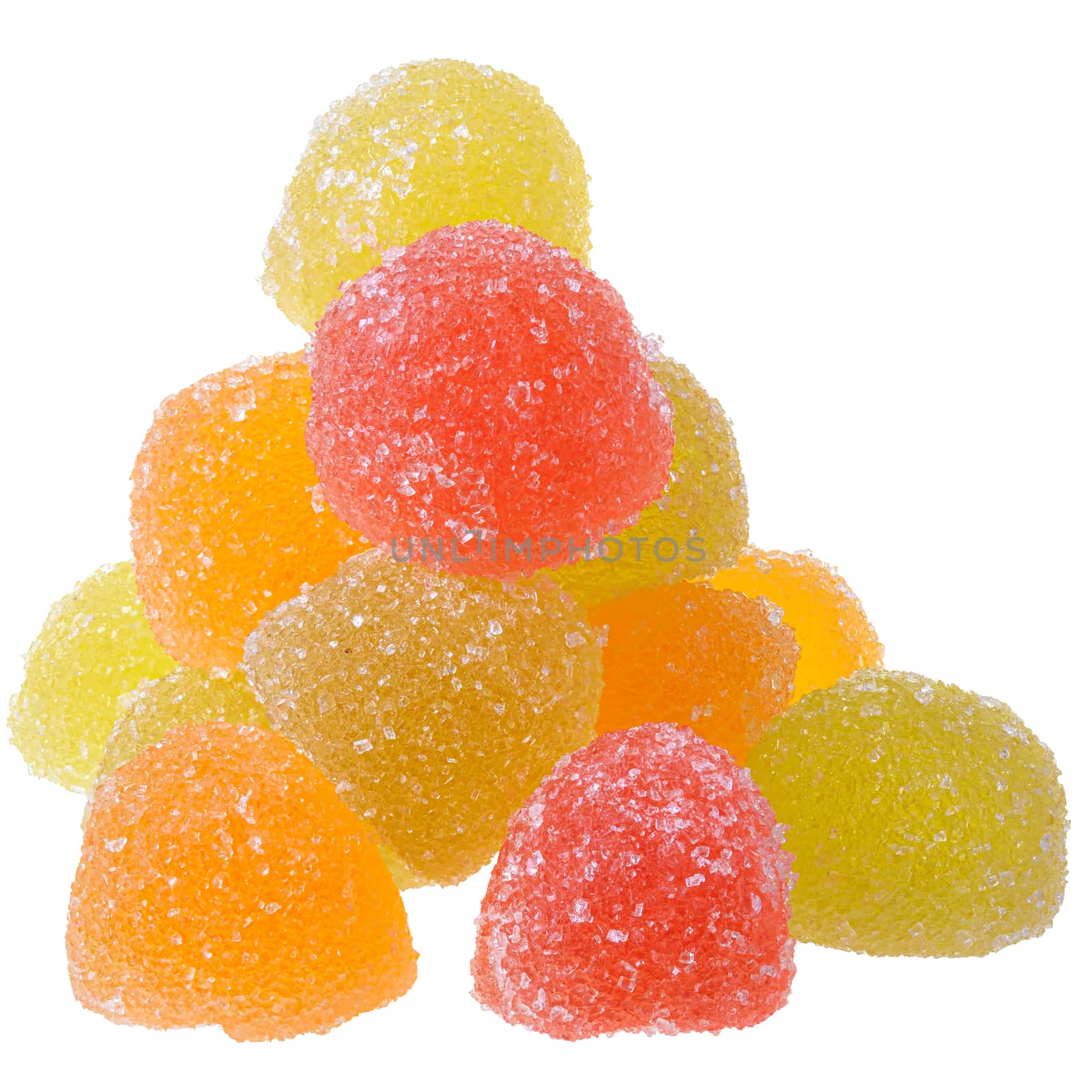 Heap multicolored candy isolated