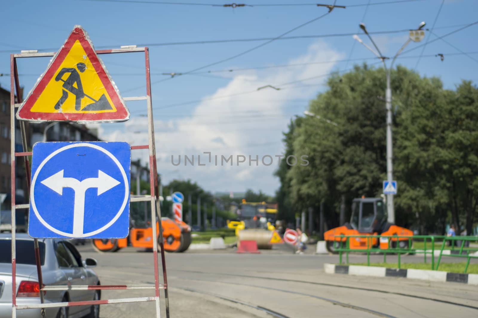 stop, detour, road repair