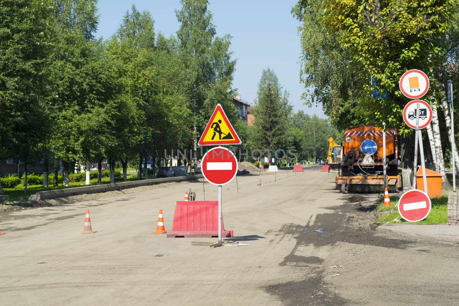 signs, stop, detour, road repair, street closed by jk3030