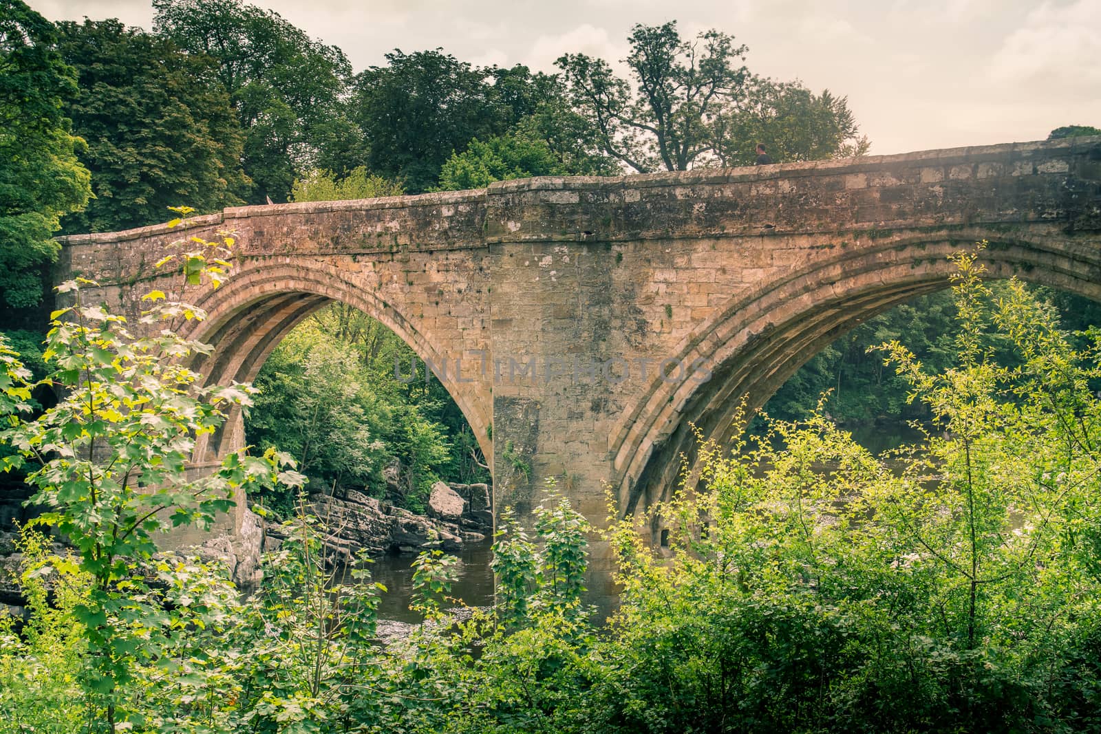 A view of Devils Bridge, a famous landmark on the river Lune near Kirkby Lonsdale, Cumbria, UK by paddythegolfer