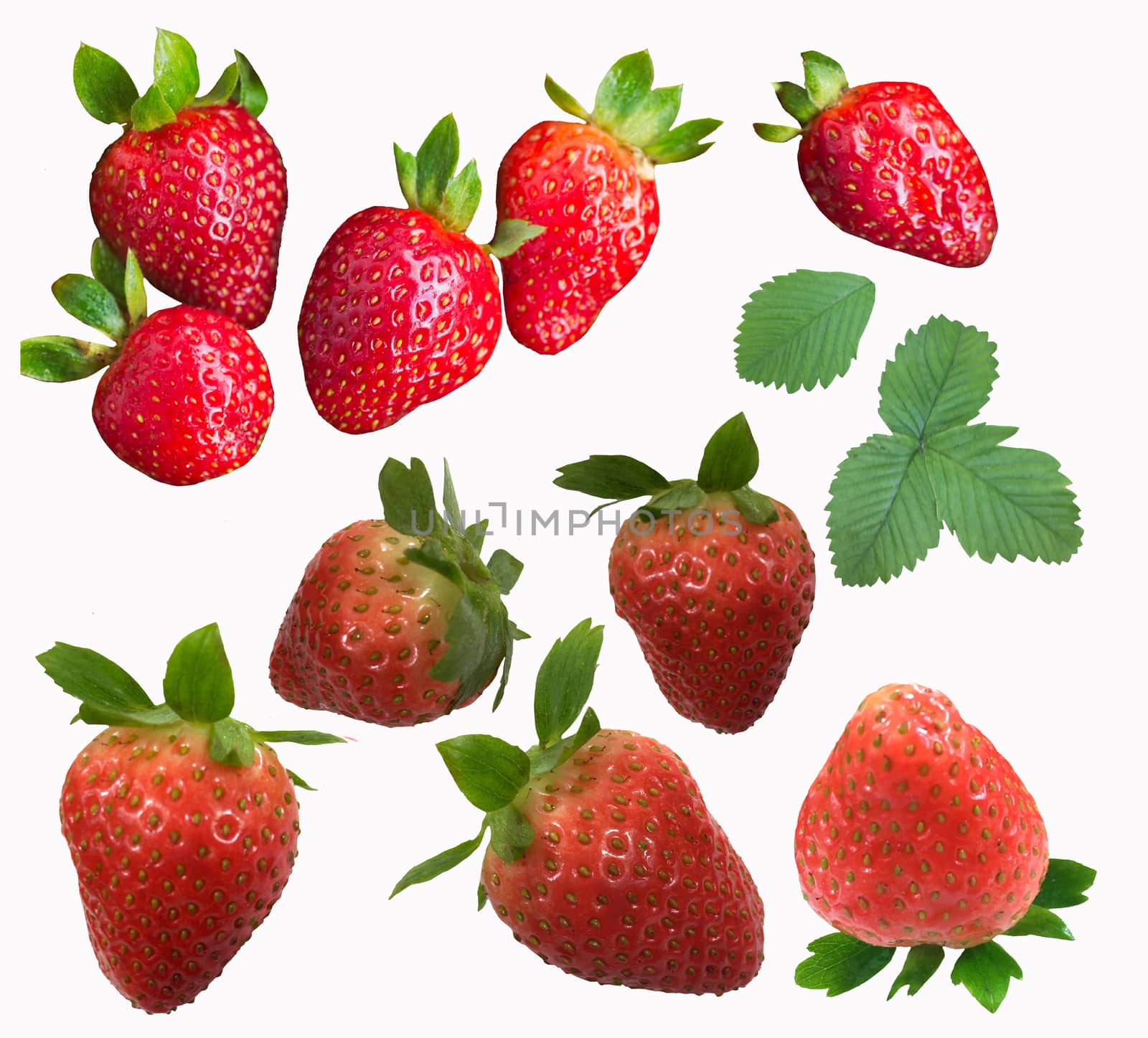 Set of ripe strawberries isolated by Margolana