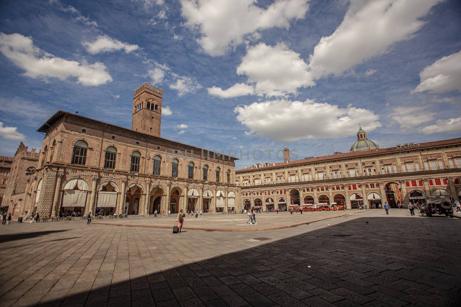 BOLOGNA, ITALY 17 JUNE 2020: Piazza Maggiore in Bologna, Italy