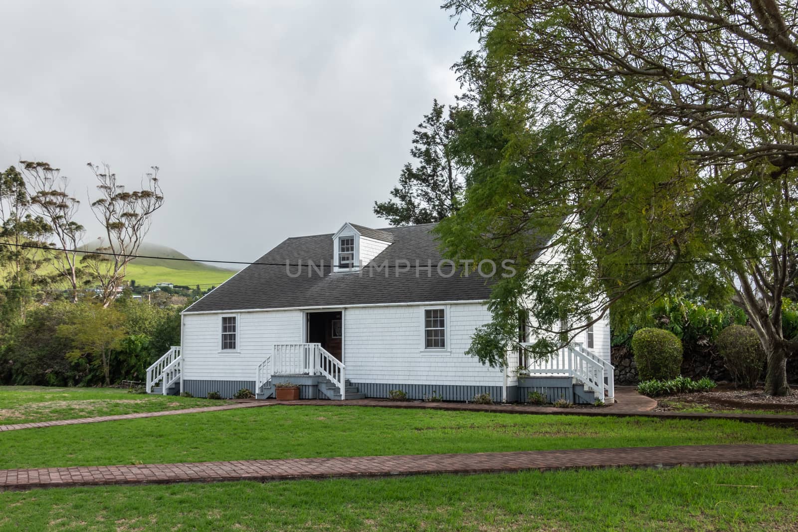 White house on Parker Ranch headquarter domain, Waimea, Hawaii,  by Claudine