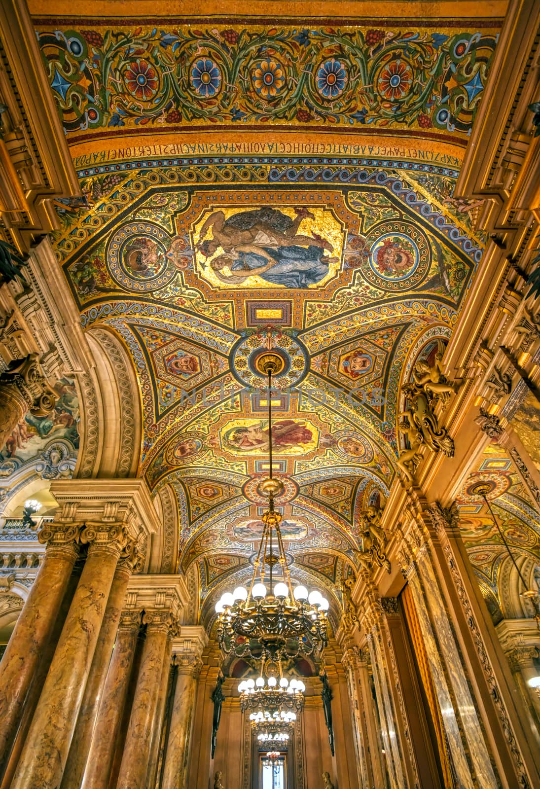 Paris, France - April 23, 2019 - The interior of the Palais Garnier located in Paris, France.