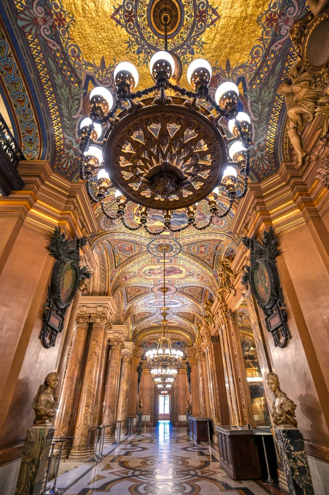 Paris, France - April 23, 2019 - The interior of the Palais Garnier located in Paris, France.